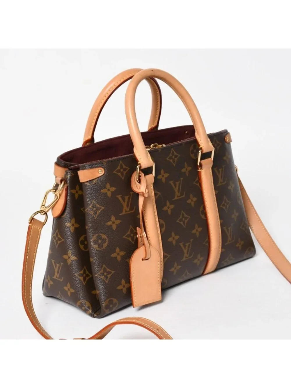Louis Vuitton Soufflot BB Monogram Handbag Canvas Vachetta Leather Brown